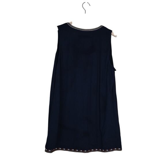 J. Jill Women's XL Navy Blue Embroidered V-Neck Tank Tunic - Picture 2 of 9